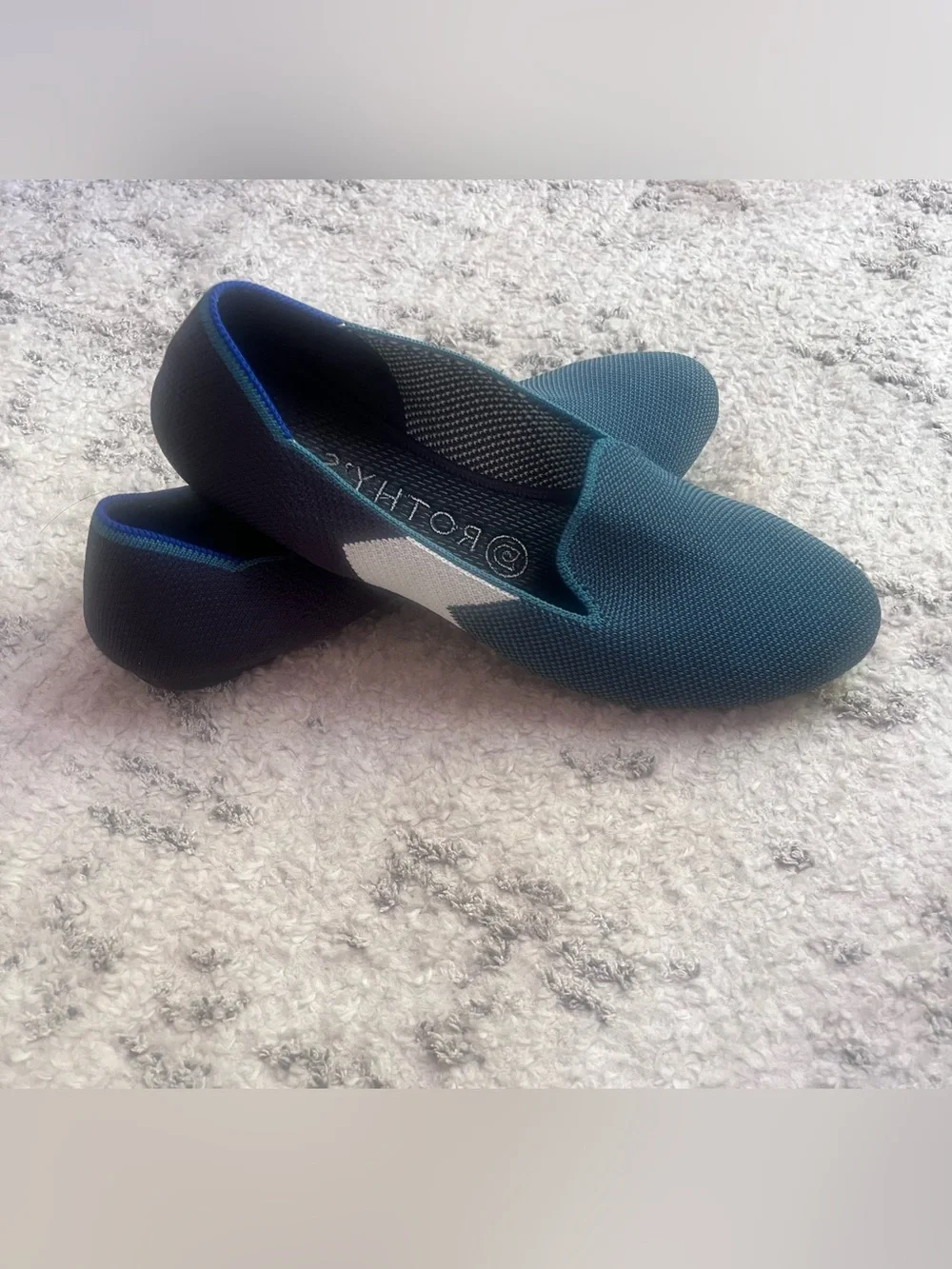 Rothy’s The Loafer Blue Colorblock Knit Flats Size 8
